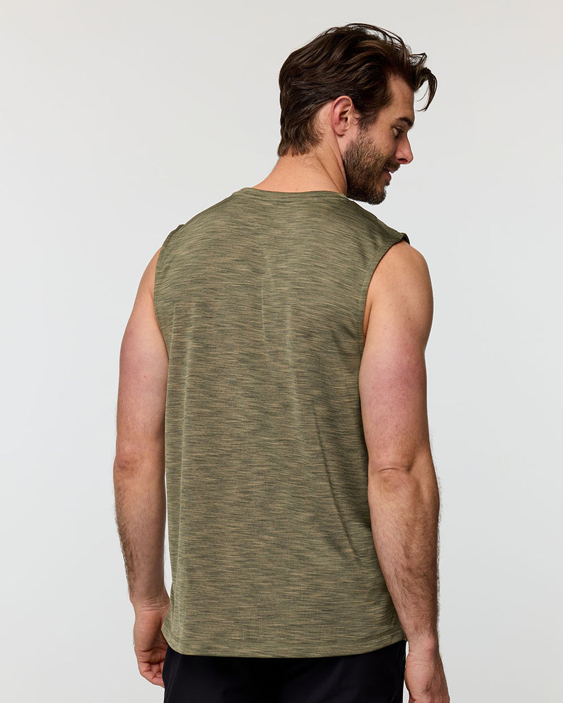 Performance Muscle Tank - Branded-Olive Green-Regular-Back--Alex---M