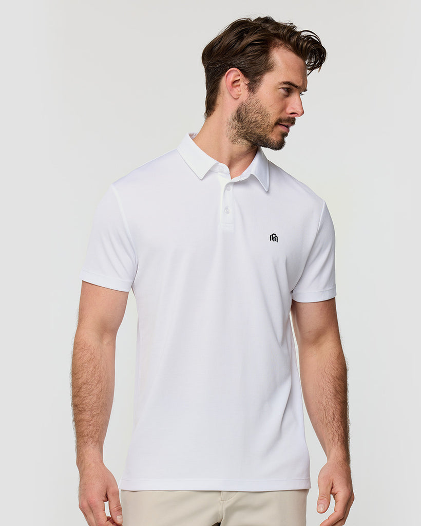Performance Polo - Branded-White-Front--Alex---M