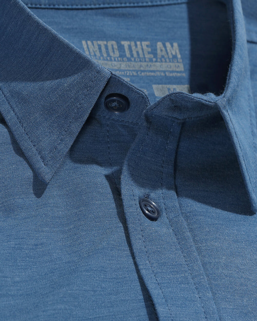 Long Sleeve Button Up-Cool Blue-Detail