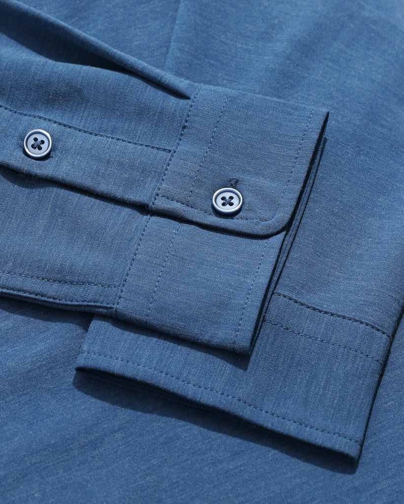 Long Sleeve Button Up-Cool Blue-Detail 2
