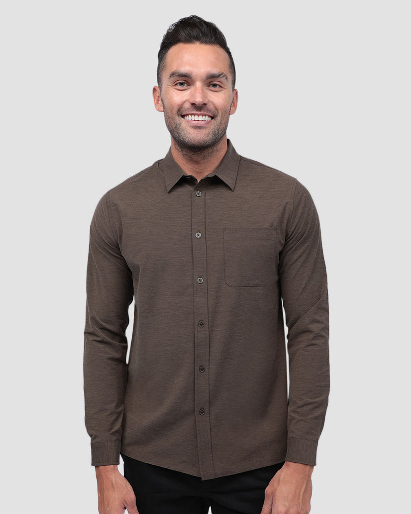 Long Sleeve Button Up-Brown-Front--Zach---L