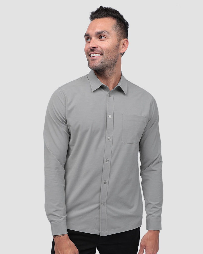 Long Sleeve Button Up-Grey-Front--Zach---L