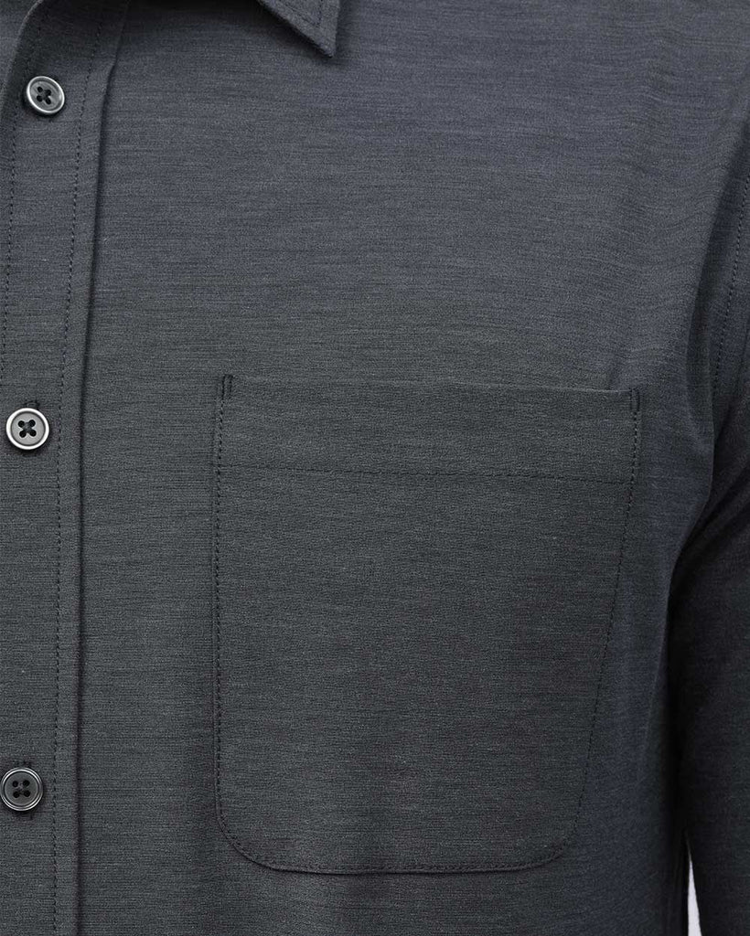Long Sleeve Button Up-Black Heather-Detail4