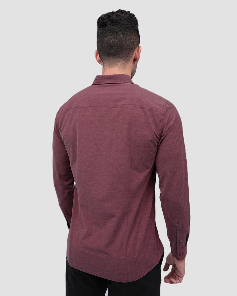 Long Sleeve Button Up-Maroon-Back--Zach---L