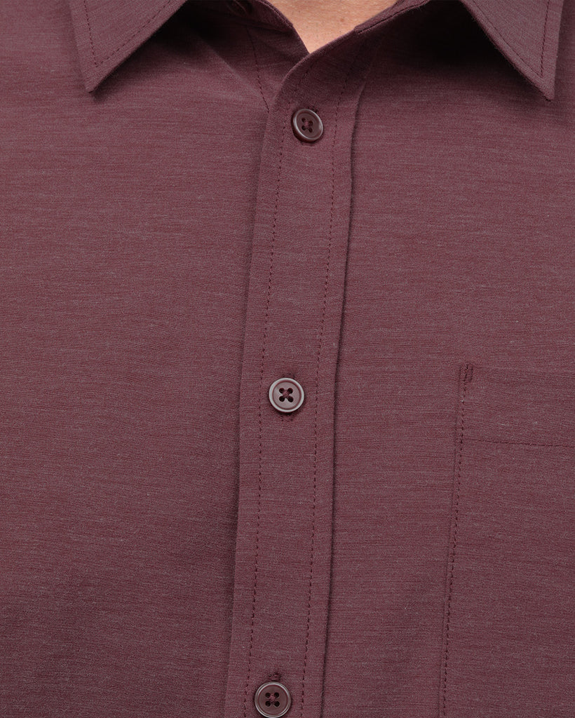 Long Sleeve Button Up-Maroon-Detail
