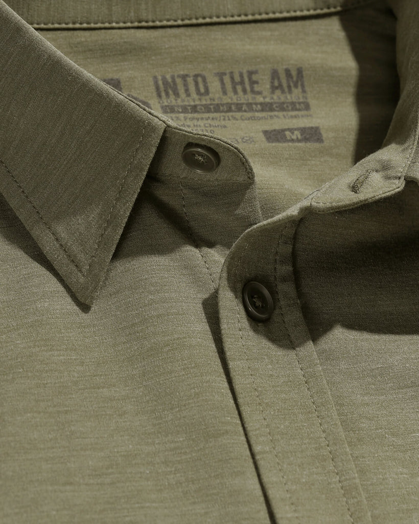 Long Sleeve Button Up-Olive Green-Detail