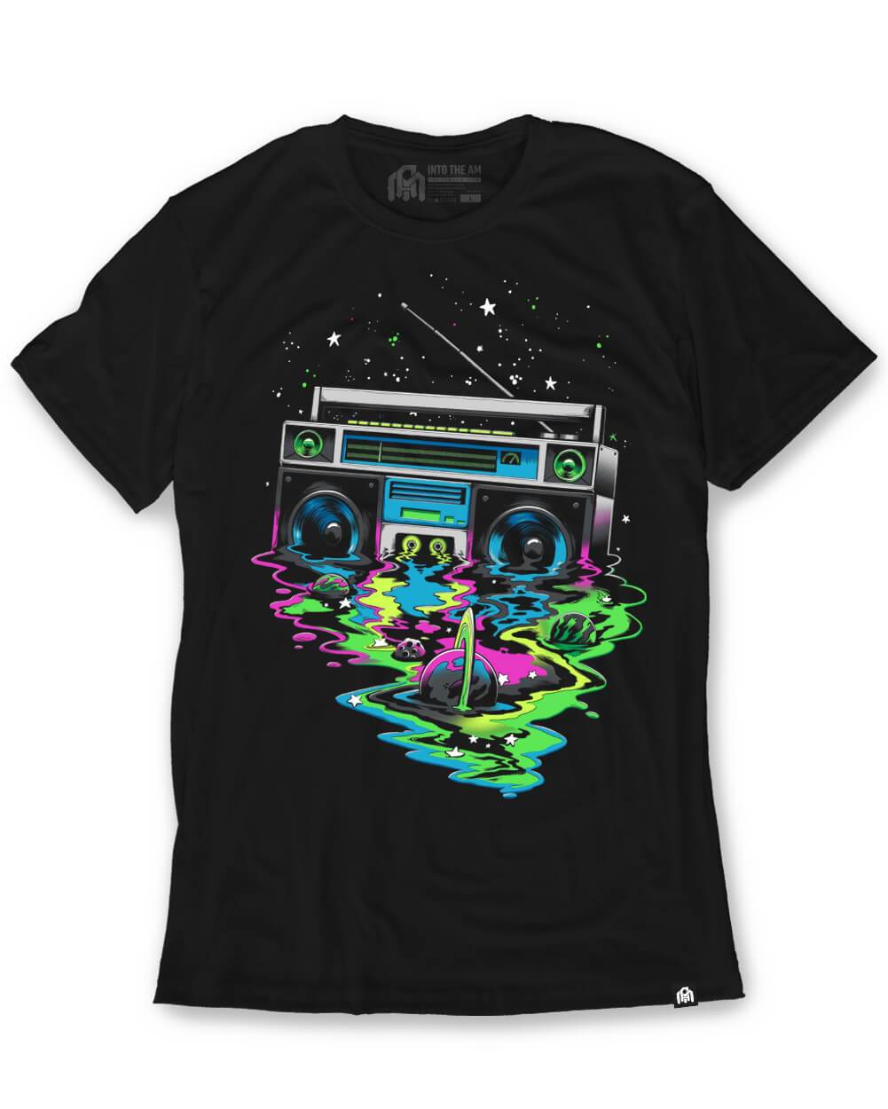 Cosmic Beats Tee-Black-Regular-Mock--Model---L