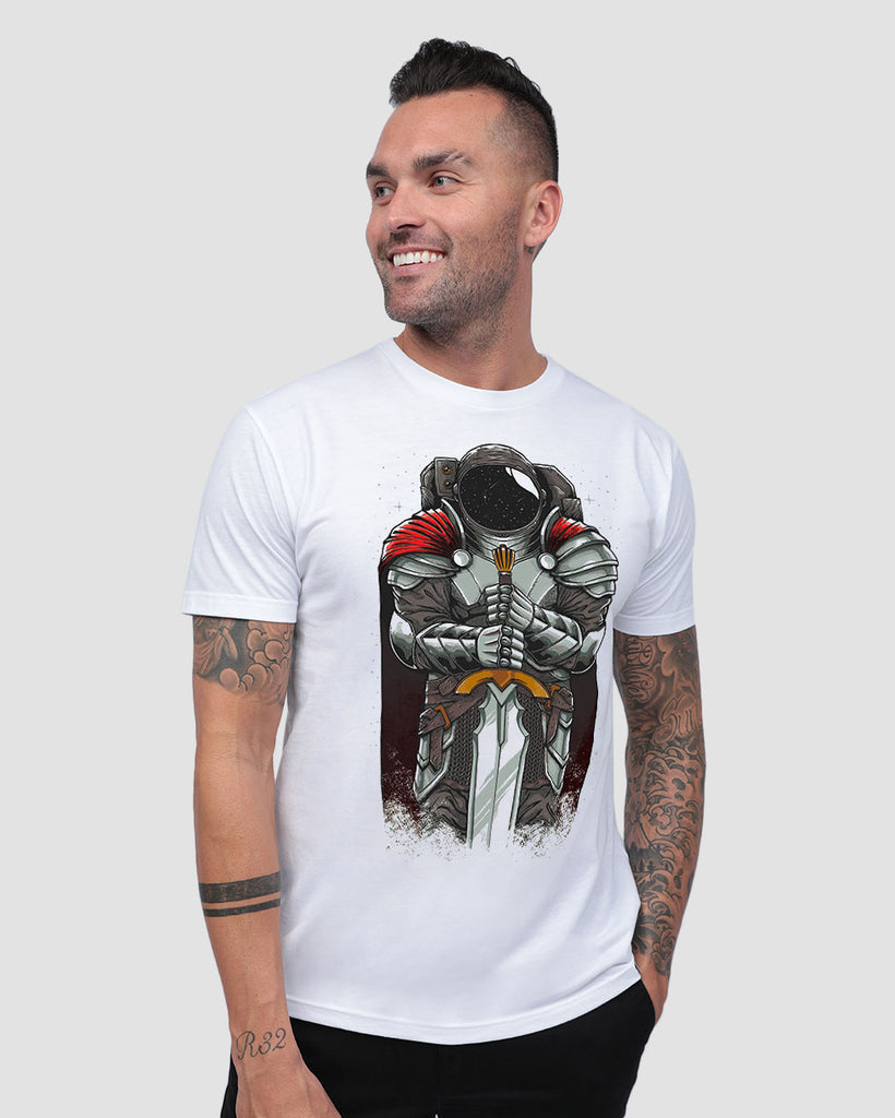 Cosmic Crusader Tee-White-Front--Zach---L