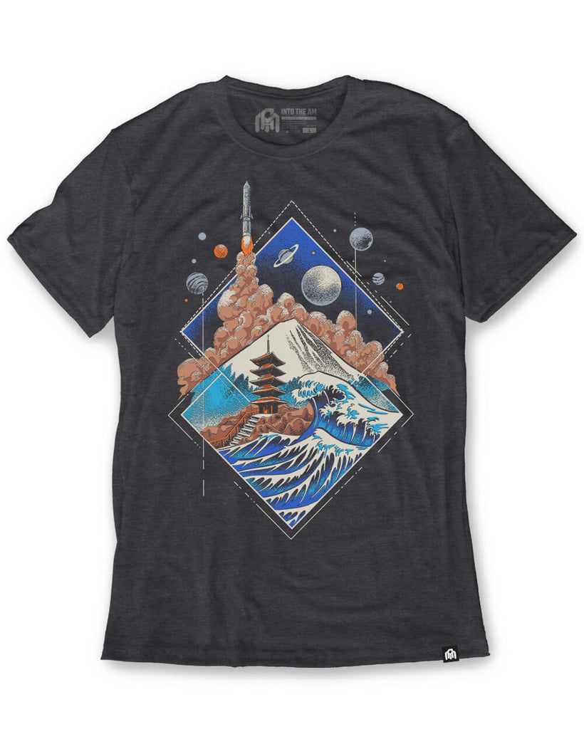 Cosmic Summit Tee-Charcoal-Front