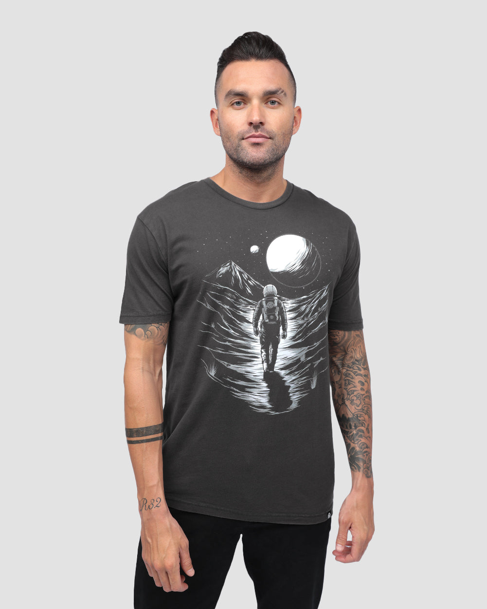 Cosmic Wanderer Vintage Tee-Vintage Graphite Black-Regular-Front--Zach---L