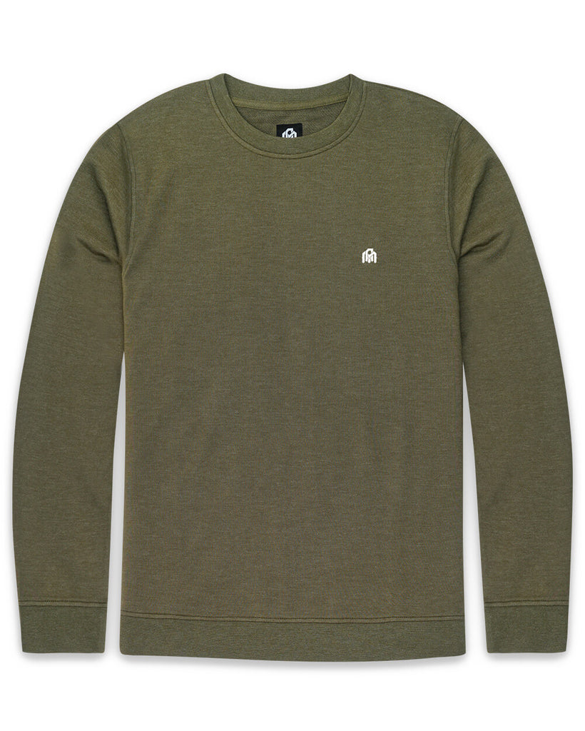 Crewneck Sweatshirt - Branded-Olive Green-Front