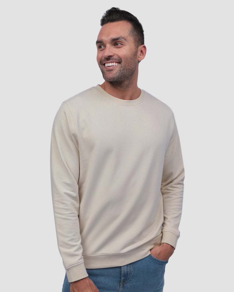 Crewneck Sweatshirt - Non-Branded-Beige-Front--Zach---L