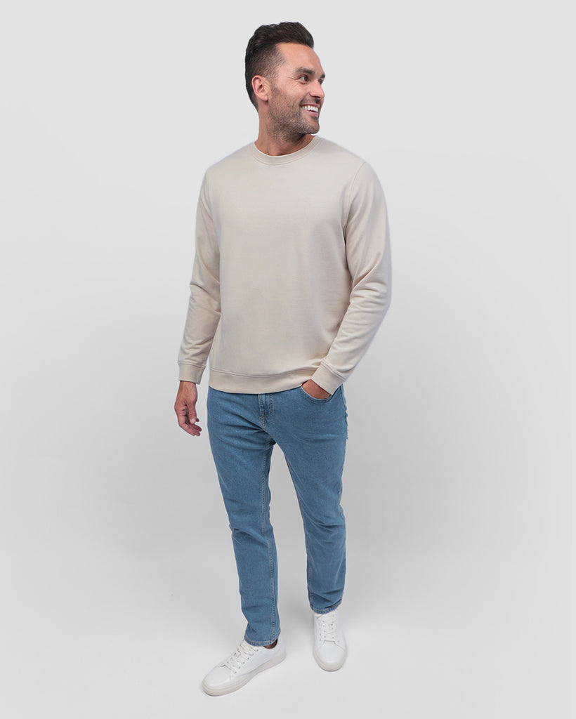 Crewneck Sweatshirt - Non-Branded-Beige-Full--Zach---L