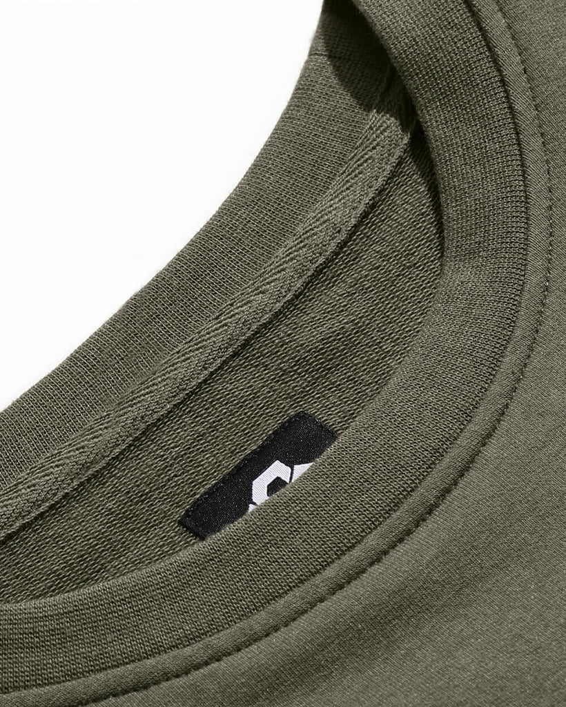 Crewneck Sweatshirt - Branded-Olive Green-Detail