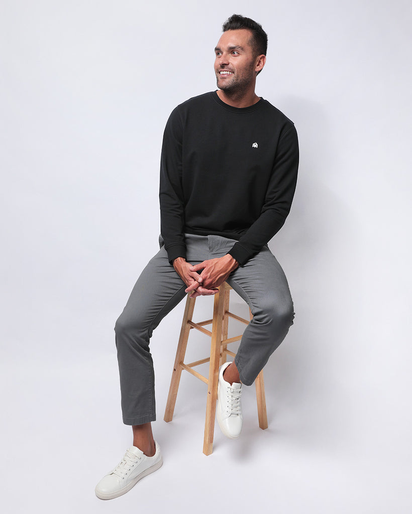 Crewneck Sweatshirt - Branded-Black-Lifestyle--Zach---L