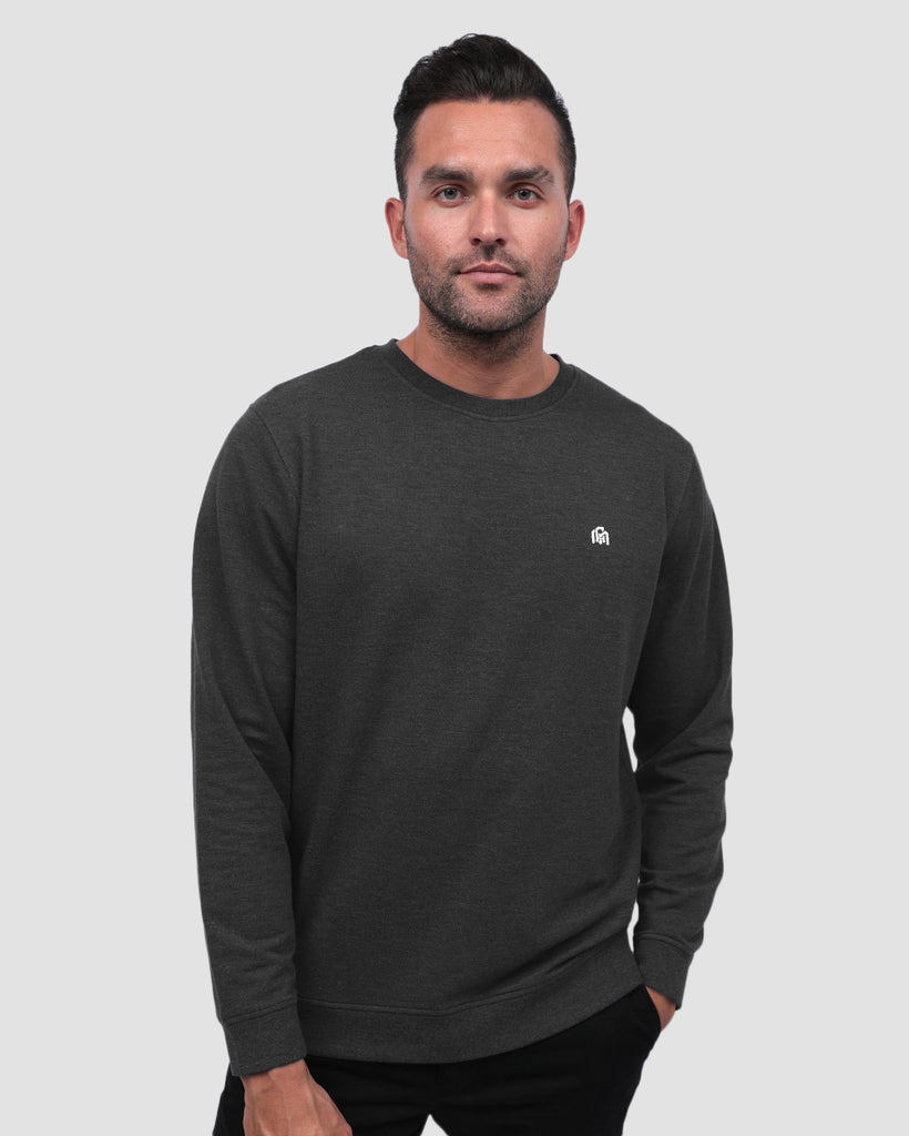 Crewneck Sweatshirt - Branded-Charcoal-Front--Zach---L