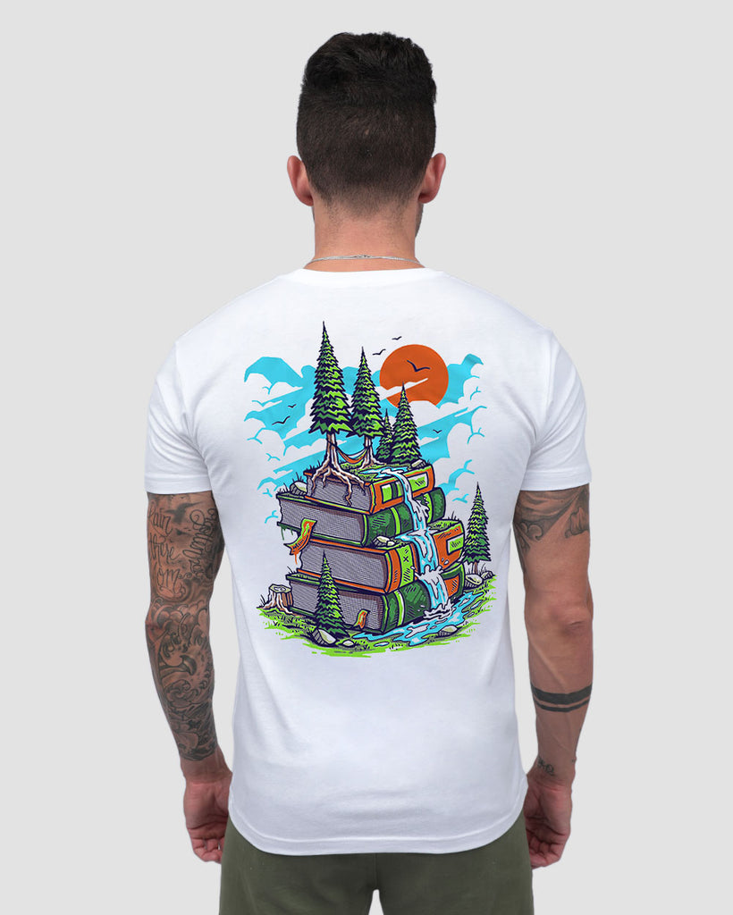 Enchanted Pages Tee-White-Back--Zach---L