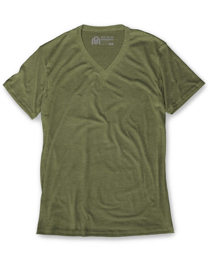 V-Neck Tee - Non-Branded-Olive Green-Mock--Model---M-Regular