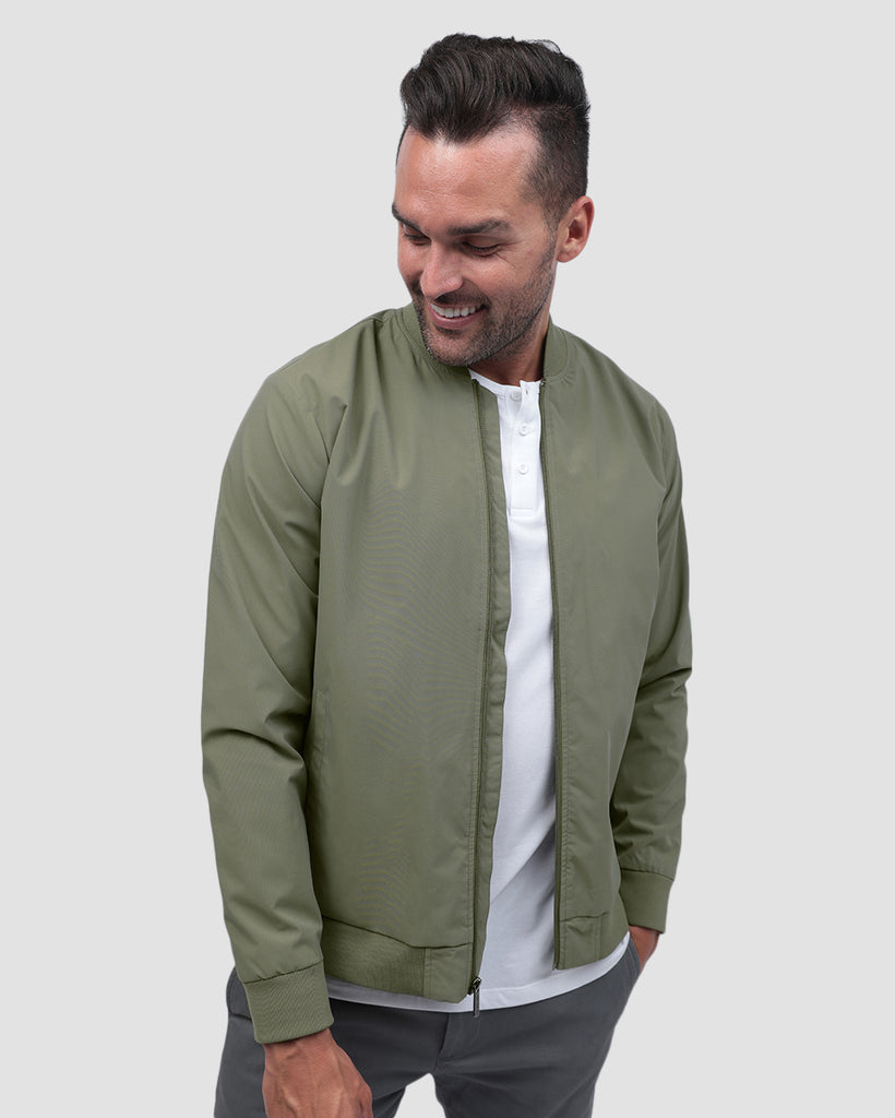 Everyday Bomber-Olive Green-Front--Zach---L