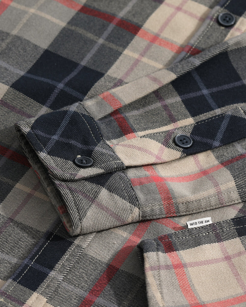 Long Sleeve Flannel-Multi Plaid Beige-Mock2