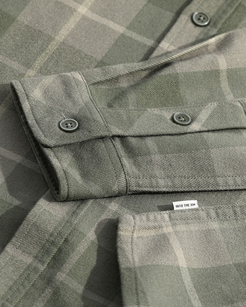 Long Sleeve Flannel-Plaid Olive Green-Mock2