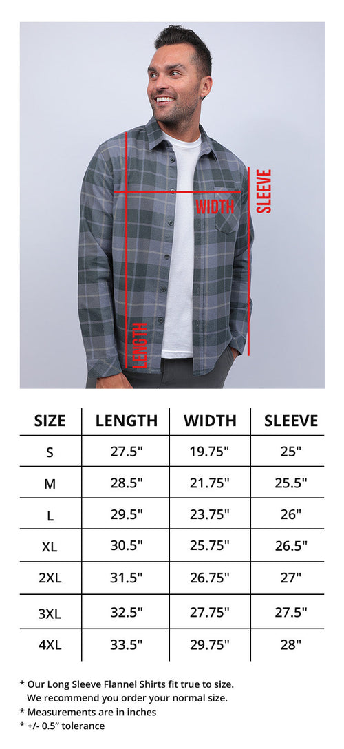 Flannels Jackets Size Chart