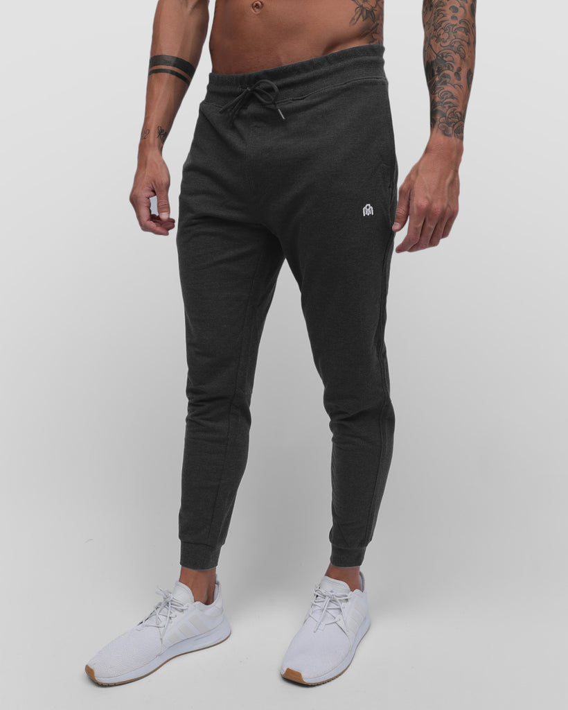 Fleece Joggers - Branded-Charcoal-Front--Zach---L