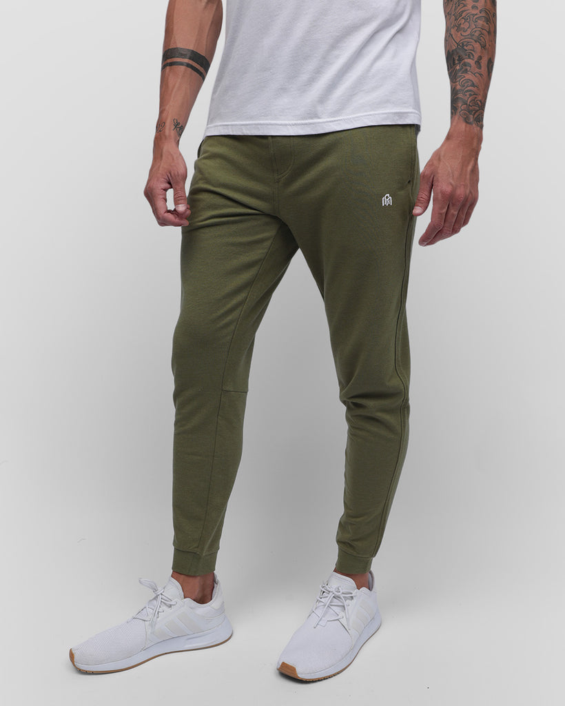 Fleece Joggers - Branded-Olive Green-Front 1--Zach---L