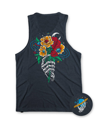 Floral Orbit Tank-Navy-Regular-Mock--Model---M