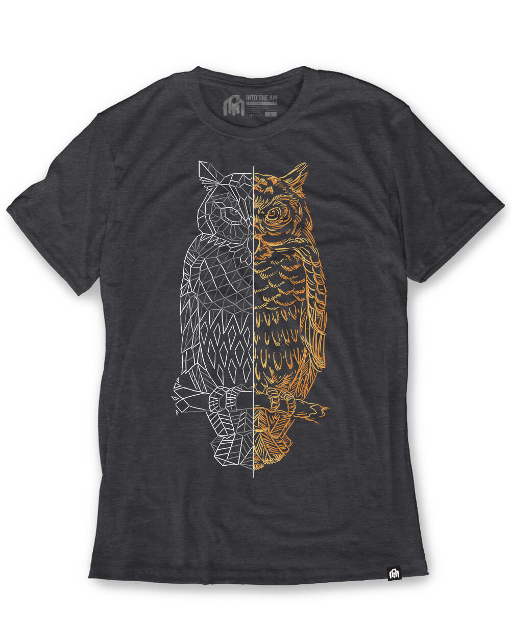 Fractured Owl Tee-Charcoal-Front