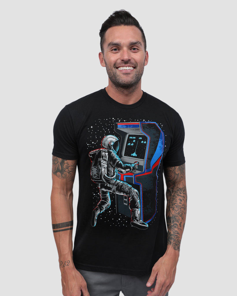 Galactic Gamer Tee-Black-Front--Zach---L