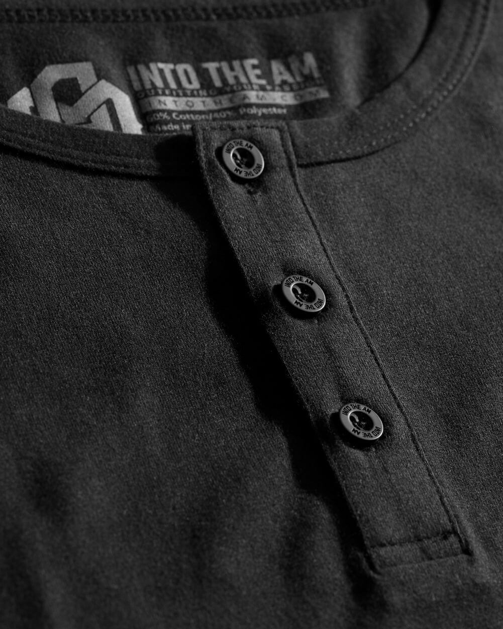 Long Sleeve Henley Tee - Non-Branded-Charcoal-Macro 1