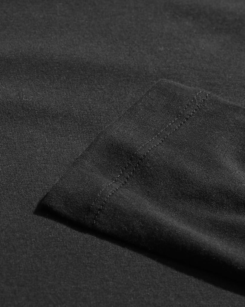 Long Sleeve Henley Tee - Branded-Black-Macro 3