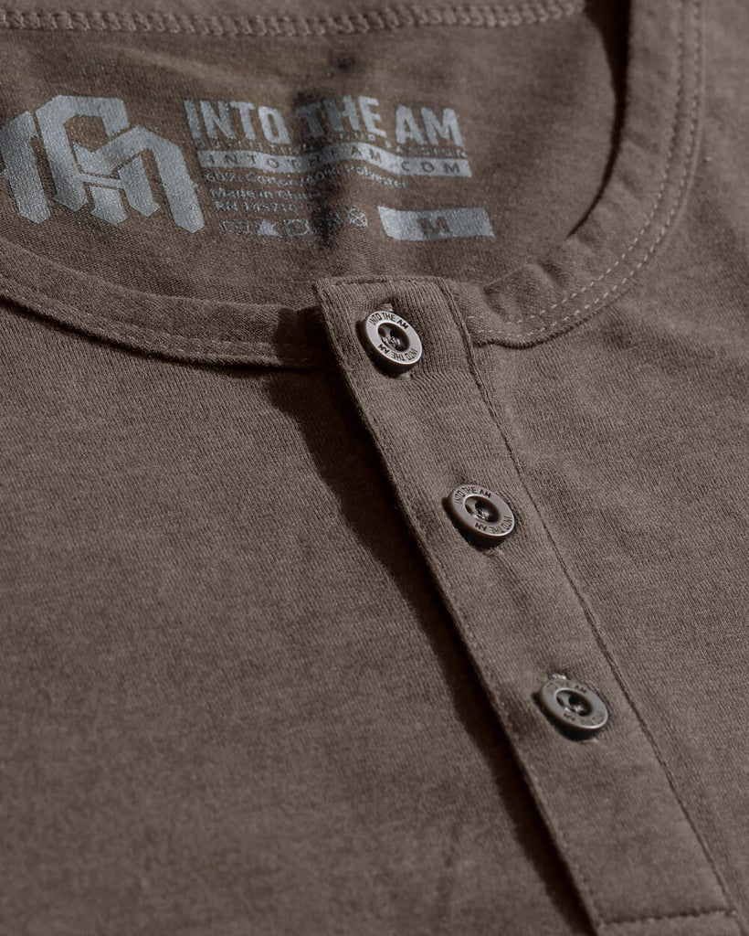 Long Sleeve Henley Tee - Branded-Brown-Macro 1