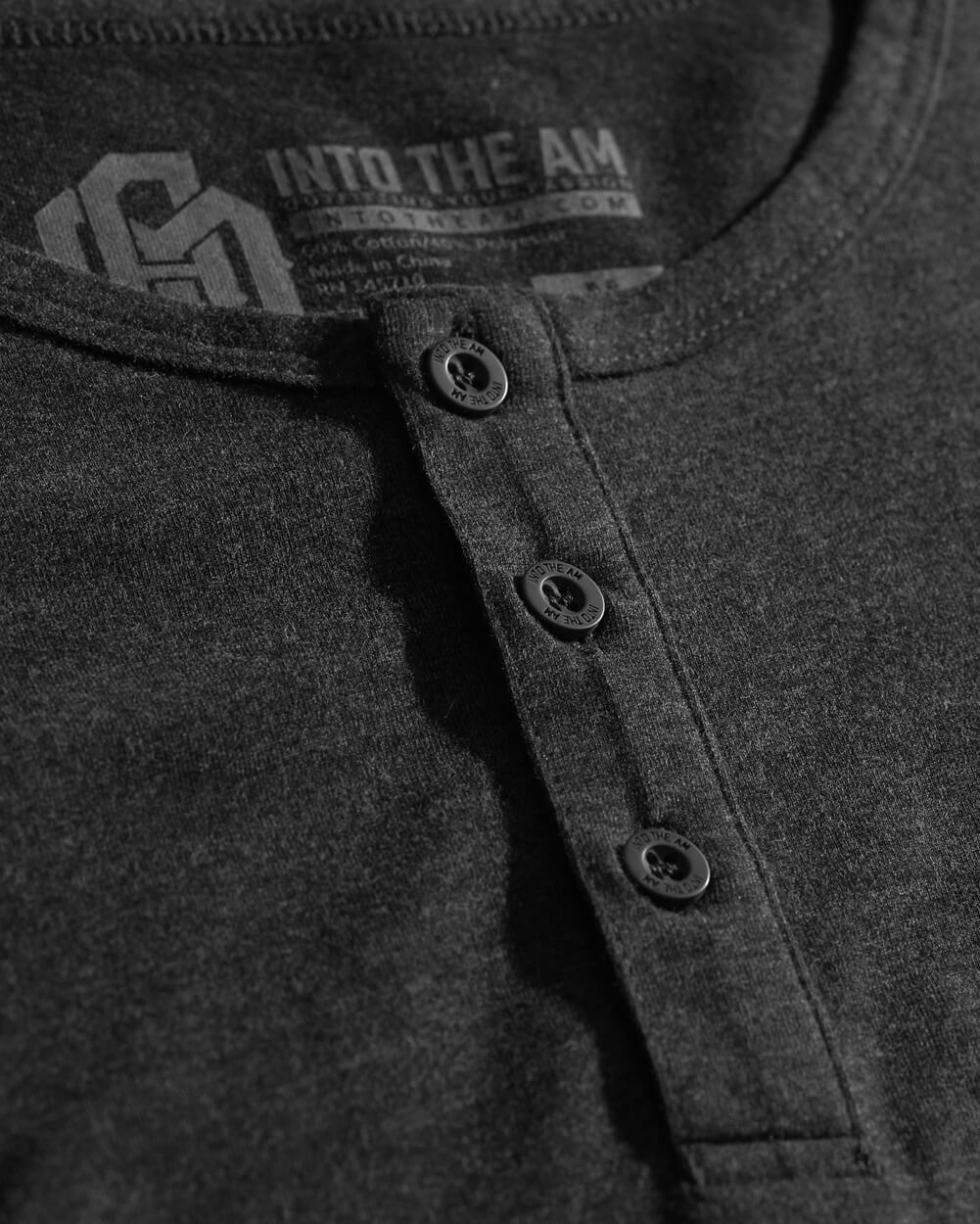 Long Sleeve Henley Tee - Non-Branded-Black-Macro
