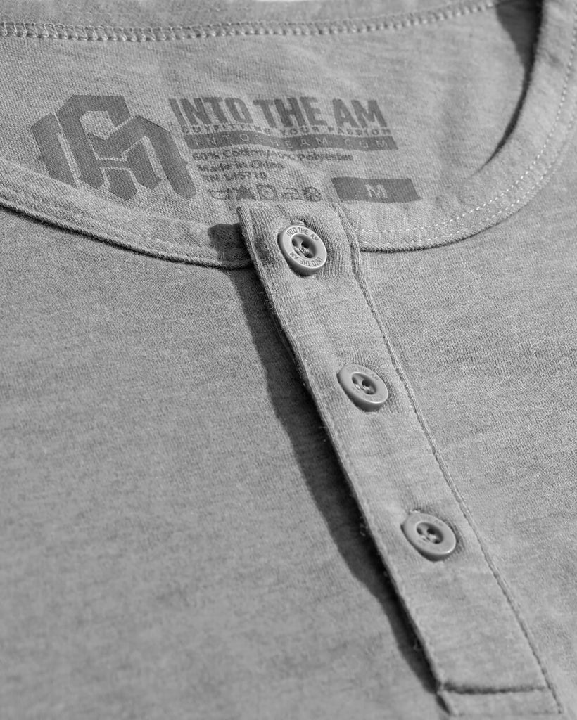 Long Sleeve Henley Tee - Branded-Grey-Macro 1