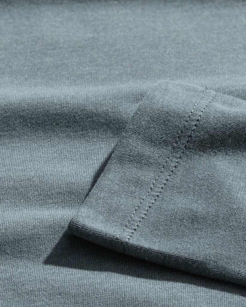 Long Sleeve Henley Tee - Branded-Indigo-Macro 2