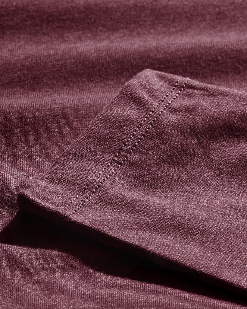 Long Sleeve Henley Tee - Branded-Maroon-Macro 2