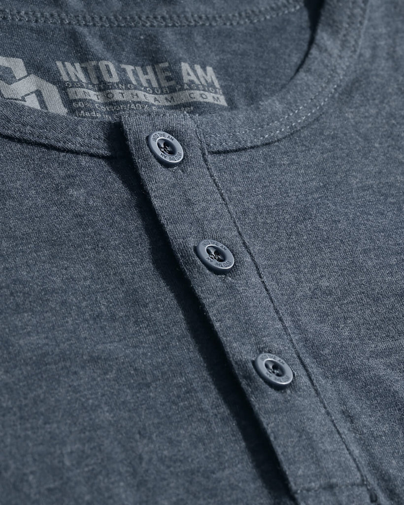 Long Sleeve Henley Tee - Branded-Navy-Macro 1