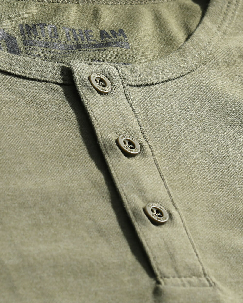 Long Sleeve Henley Tee - Branded-Olive Green-Macro 1