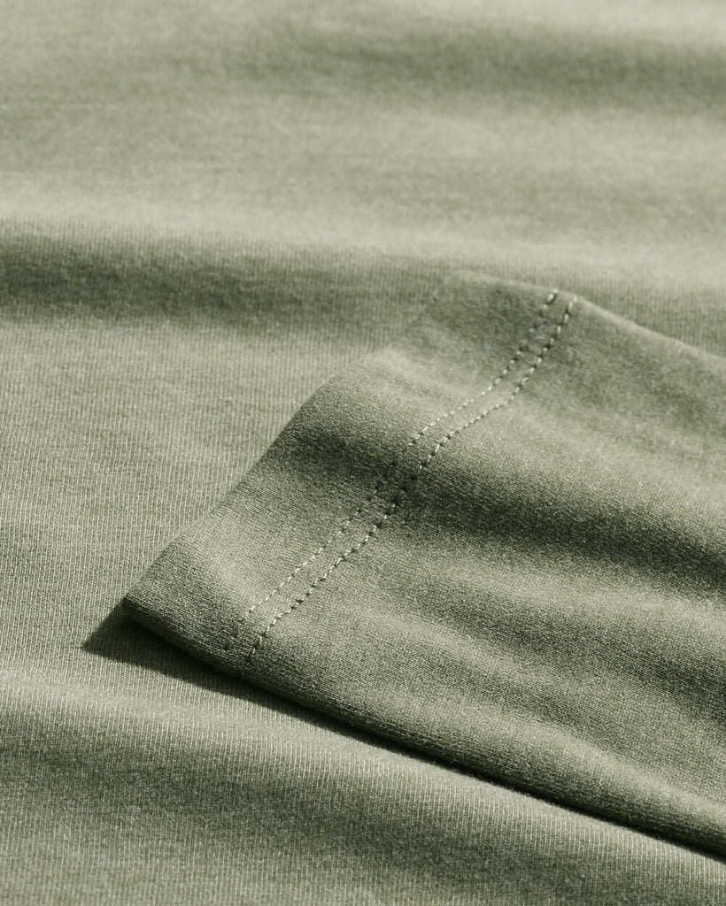 Long Sleeve Henley Tee - Non-Branded-Olive Green-Macro 1