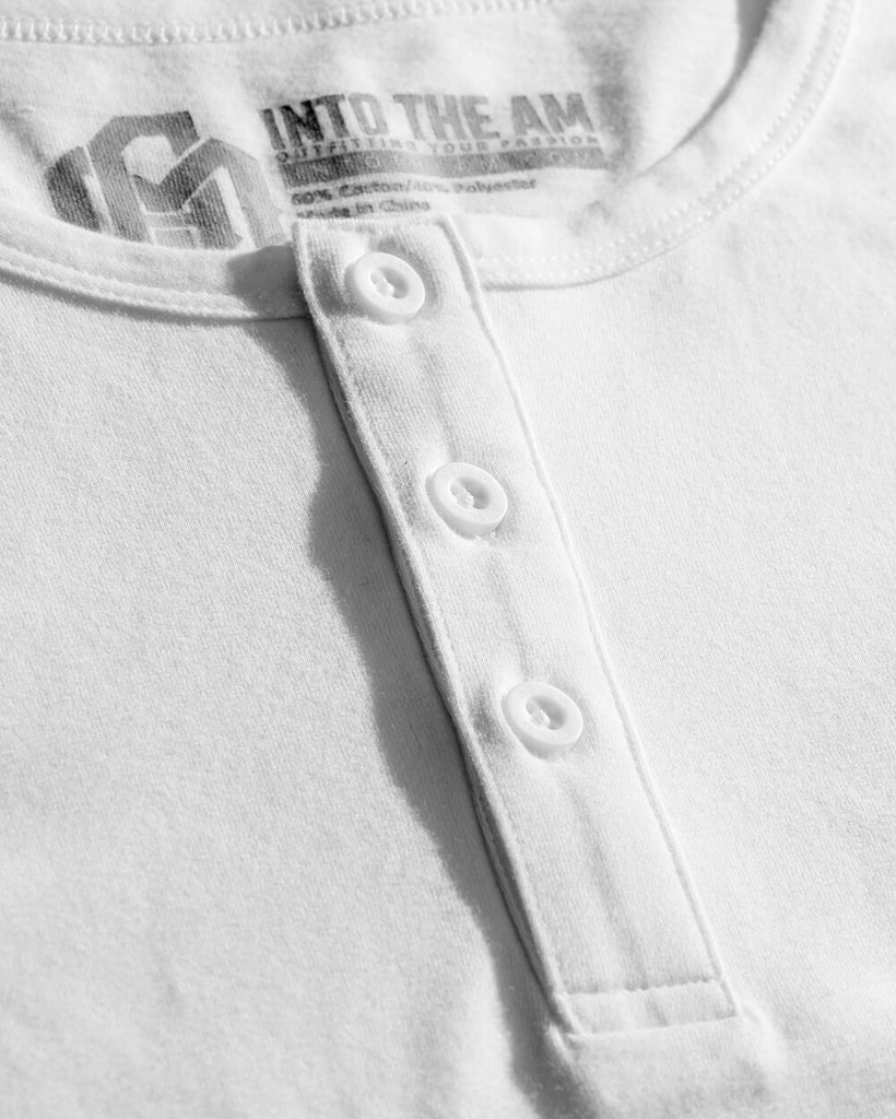 Long Sleeve Henley Tee - Branded-White-Macro 1