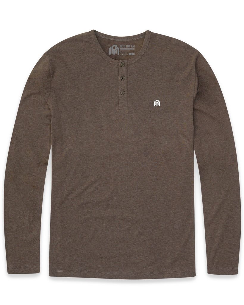 Long Sleeve Henley Tee - Branded-Brown-Mock--Zach---L