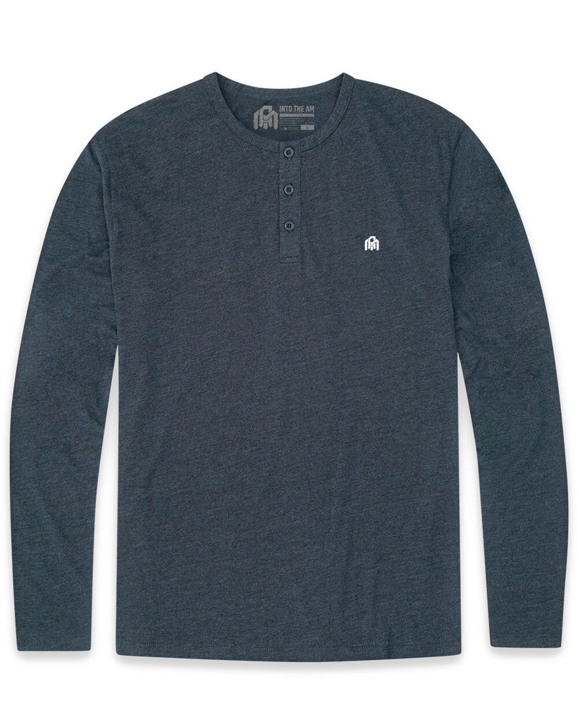 Long Sleeve Henley Tee - Branded-Navy-Front