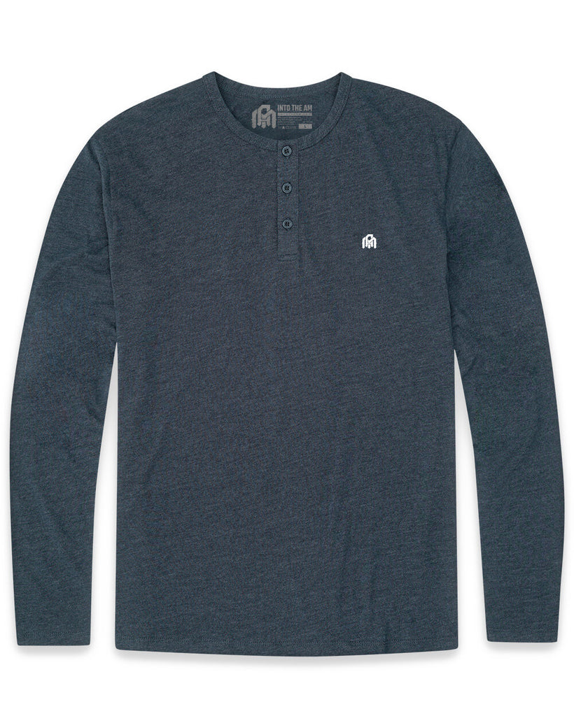 Long Sleeve Henley Tee - Branded-Navy-Front