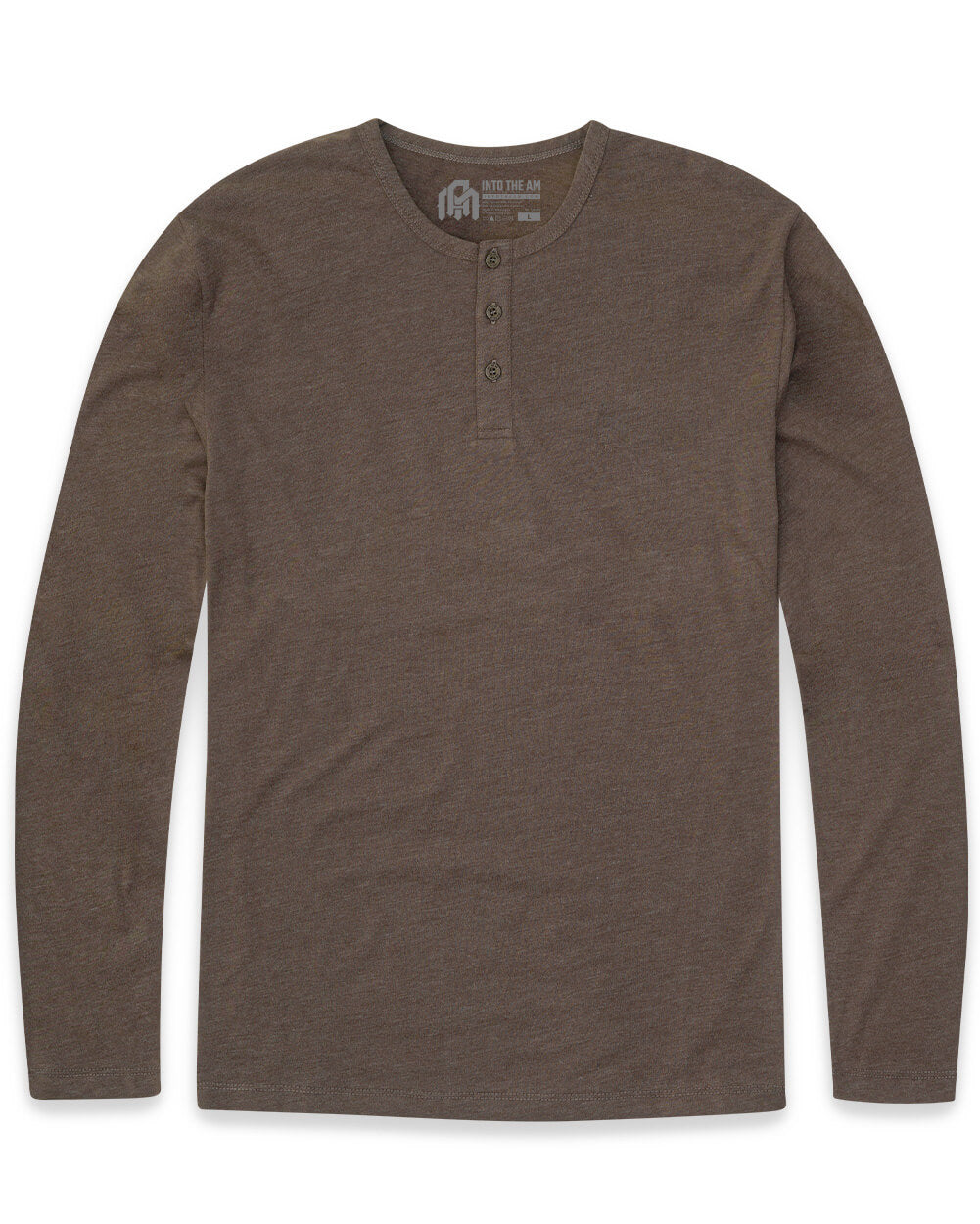 Long Sleeve Henley Tee - Non-Branded-Brown-Front