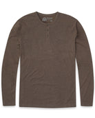 Long Sleeve Henley Tee - Non-Branded-Brown-Front
