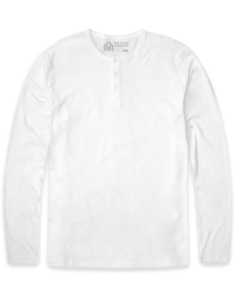 Long Sleeve Henley Tee - Non-Branded-White-Front