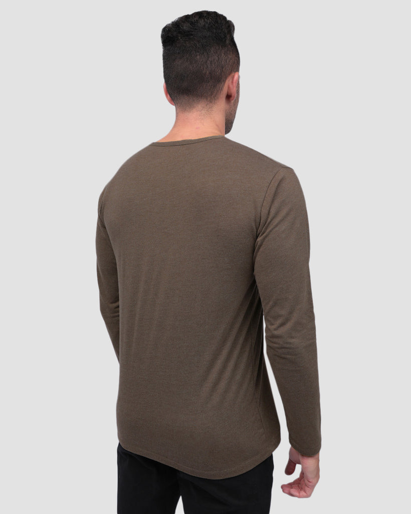 Long Sleeve Henley Tee - Non-Branded-Brown-Back--Zach---L