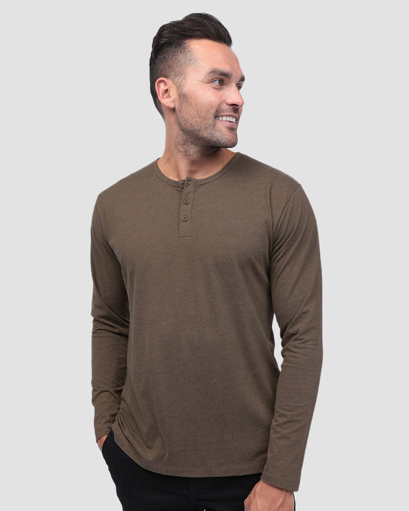 Long Sleeve Henley Tee - Non-Branded-Brown-Front--Zach---L